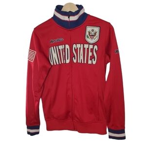 Vintage Mondetta Track Jacket Mens XS Red USA Full Zip pockets‎